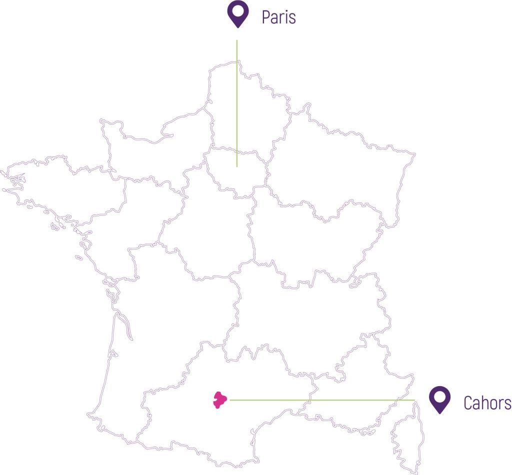 Cahors AOS на карте Франции
